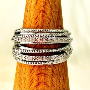 Sterling Silver/925 Silver Cubic Zirconia The Entangled Ring Size 7